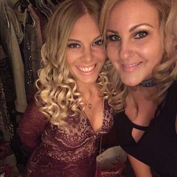 Deep Plunge V-neck dark purple lacey mini dress - Picture 6 of 8